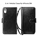 Vofolen Case for iPhone XR Case Wallet Leather PU Flip Cover Folio Detachable Magnetic Slim Shell Dual Layer Heavy Duty Protective Bumper Armor + Wristband Card Holder for iPhone XR X-R 10R (Black)