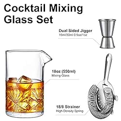 Cocktail Mixing Glass, veecom 18oz Crystal Mixing