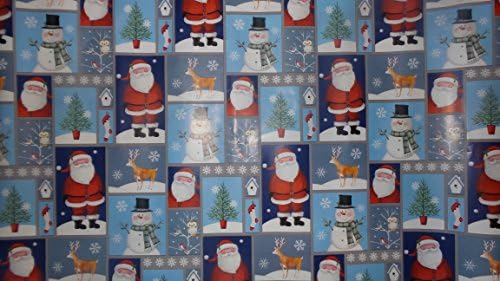 Trim A Home Festive Christmas Wrapping Paper 12 YD x 2.5 FT. 90 SQ FT. 1 Roll Christmas Santa, Stocking, Snowman &amp; Owls Wrapping Paper