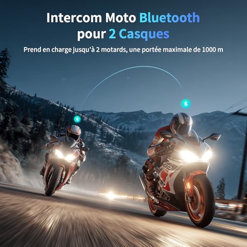 Fodsports FX-S Moto Duo Intercom for 2 Helmets, Bluetooth 5.4 Motorcycle Intercom, IP67 Waterproof Communication System, Universal Pairing, Handsfree Automatic/Manual