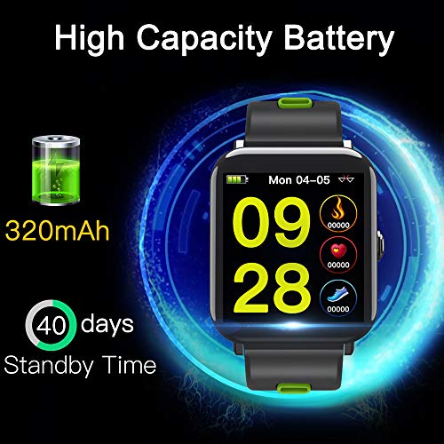 IP68 Smart Watch Waterproof with 1.3inch IPS Square Screen for Swimming,Evershop Waterproof Fitness Tracker Watch, Activity Tracker with Heart Rate Monitor,Calorie Counter Sleep Monitor for Women Men - Thumbnail 2