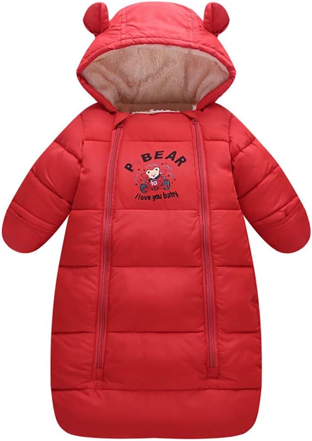 EsTong Baby Sleeping Bag Newborn Hooded Pram Bag Girls Boys Snowsuit Bunting Red M