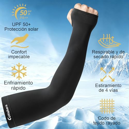4 Pares Mangas para Brazos UV Hombre y Mujer, Mangas de Compresión UPF 50+, Seda de Hielo Transpirables para Running, Ciclismo y Deportes