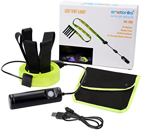 Emotionlite LED Camping Lights, Tent Light String Portable Waterproof, 6.3Ft USB Camping Strip Lights with 18 Leds, Rechargeable Outdoor Emergency Safety Hiki Light