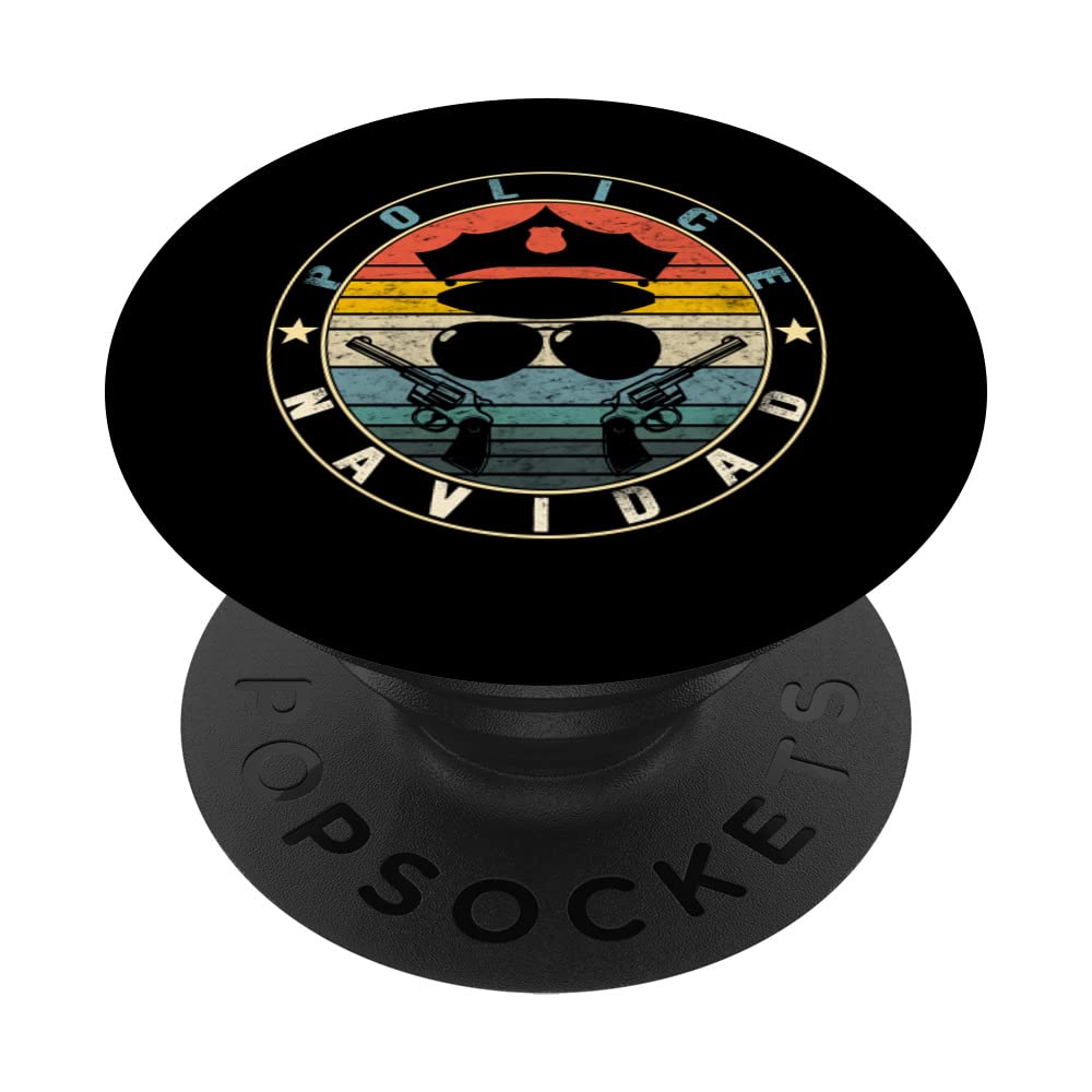 Police Navidad, Officer Cop Face Christmas Costume For Men PopSockets Swappable PopGrip