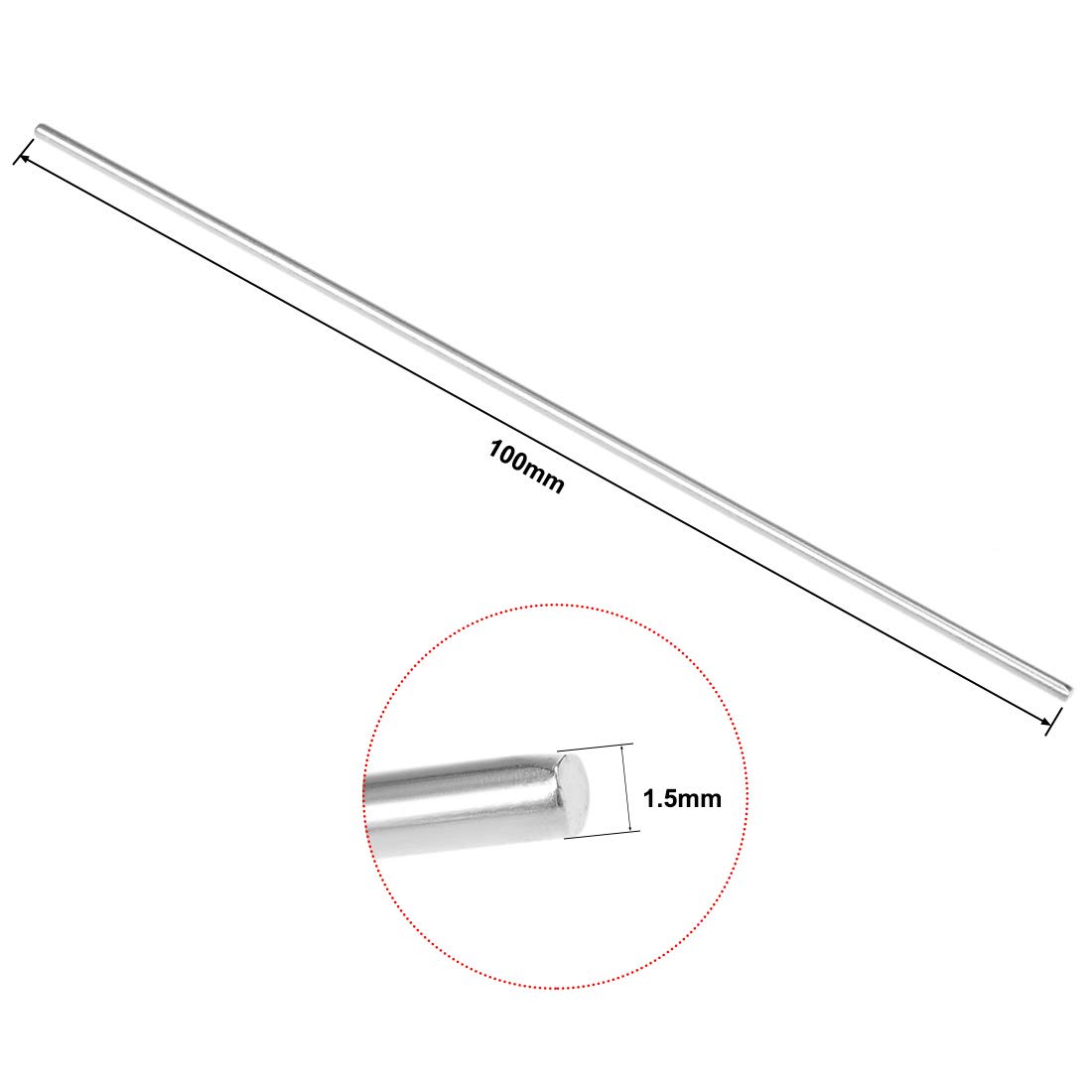 sourcing map Stainless Steel Solid Round Rods Metal Lathe Bar Stock for DIY Craft 100mmx1.5mm 5pcs, 100mm x 1.5mm - Image 3