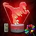 LLAMEVOL Dinosaur Toys Kids Night Light Timer Remote Christmas Gift Birthday TRex 3D Illusion Lamp 7 Color