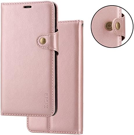 Moto Z3 Play Case, XvDsu Flip Folio Leather Wallet Case with ID Credit Cards Case and Kicksatand Feature Protective Cover for Moto Z3 Play Rose Gold