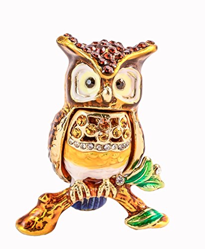 1013932A Small Owl on Branch Trinket Box, 1.50" x 2" x 1"