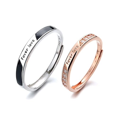 Engraved Forever Love Matching Couple Rings for Him and Her