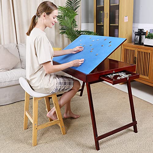 Large Wooden Puzzle Table, Portable Jigsaw Tables with 2 Storage