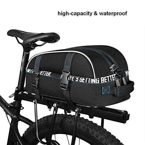 BicycleStore 8L Seat Bag bike rack bag Waterproof Trunk Bags Cycling Bag Pannier Double Layer Rear Pack With Shoulder Strap