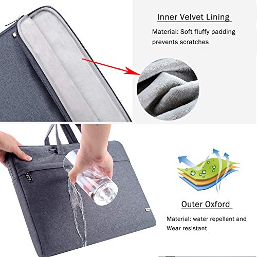V Voova Shoulder Bag for Laptop 17 17.3 Inch Slim Waterproof Notebook Carrying Briefcase Compatible with MacBook Pro 17" HP/Dell/Lenovo/ASUS/Acer Computer/Ipad,Grey