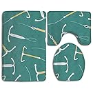IUD Pattern Non-Slip 3 Piece Bathroom Mat Set Bathroom Carpet Rug Bath Mat