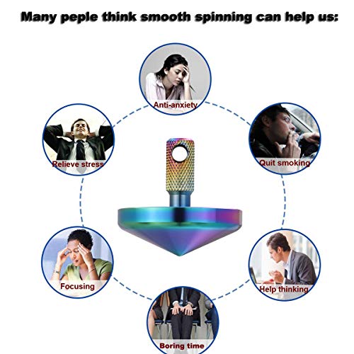 Precision Colorful Spinning Top with Keychain, 2019 Unique Christmas Stockings Gift for Teens & Kids, Men&Women, Stainless Inception Tops, Pocket Gadget Gyro Toy, Spin Forever up to 7:48,EDC