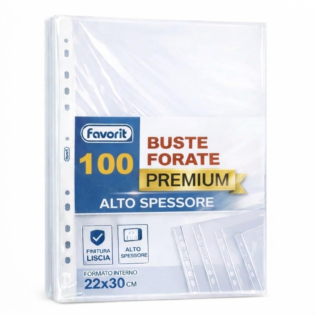 Favorit Perforated Envelopes, High Thickness, 22 x 30 cm, 100 Pieces, Transparent