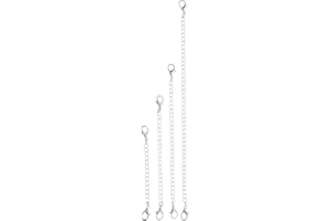 Tofficu Stainless Steel Necklace Extension Chain Set with Lobster Clasp at Both Ends 4 Adjustable Pieces for Diy Jewelry Maki
