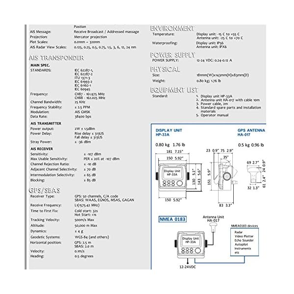 Matsutec-HP-33A-43-Color-LCD-Class-B-AIS-Transponder-Combo-High-Marine-GPS-Navigator