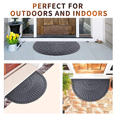 image for Mibao Half Round Entrance Door Mat, 24 x 36 inch Winter Durable Large 