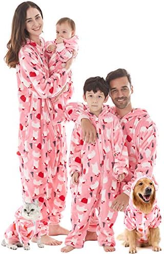 HORSE SECRET Family Pajamas Matching Sets, Drop Seat Onesie Hooded Zip Up Flannel One Piece Pajama Christmas Halloween for Men, Women, Kids, Babies, Dogs, Cats, 4 Colors