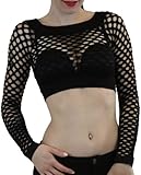 ToBeInStyle Women's Elastic Fishnet Long Sleeve Top