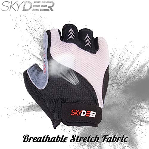 SKYDEER Men's and Women's Fingerless Gloves with Deerskin Leather Suede for Weight Lifting, Cycling, Workout, Fitness, Exercise, Gym, Training (SD2110-W/M) - Thumbnail 3