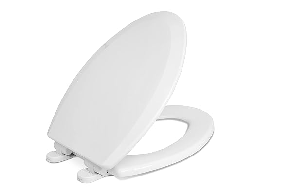 CENTOCO ELONGATED TOILET SEAT, HEAVY-DUTY WOOD CORE WITH...