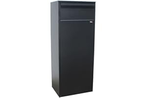 Qualarc ALX-800-REAR-BK Allux 800 Series Galvanized Steel Mail and Parcel Box with Rear Locking Retrieval Door, Black