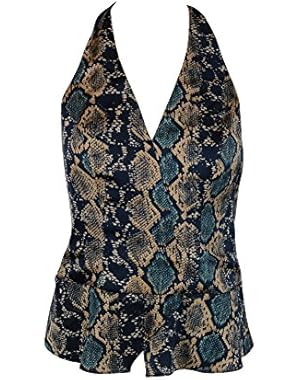 Guess Womens Sleeveless Python Crossover Halter Top
