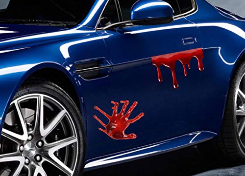 IARTTOP Halloween Bloody Handprint Decal, Vampire Bloody Lips with Sharp Teeth Sticker, Screaming Bloody Decal for Windows, Car, Bumper Decor Halloween Home Wall Art - Thumbnail 3