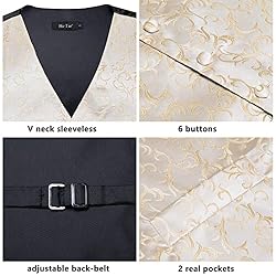 Hi-Tie Mens Suit Vest Bowtie Set Ties for Men V