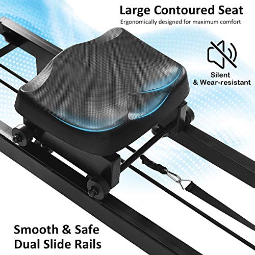 image for GYMAX Water Rowing Machine, Adjustable Water Resistant Rower with LCD 