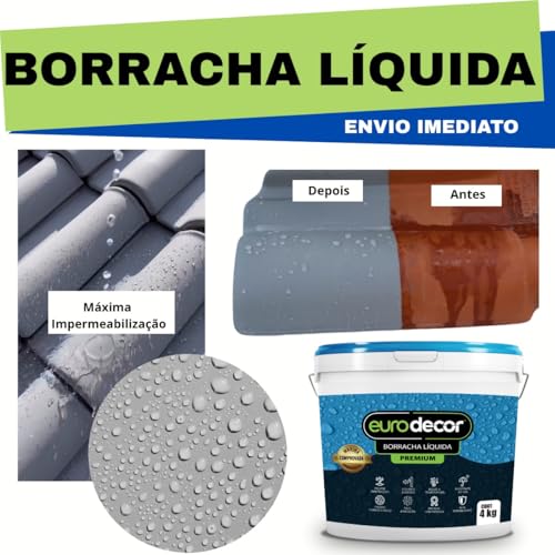 Euro Decor Tinta Borracha Líquida Flexível Premium 10kg - Impermeabilização Total, Flexível e Resistente a Fissuras para Telhados, Reboco e Metal - Isolante Térmico contra Infiltrações (Branco Neve)