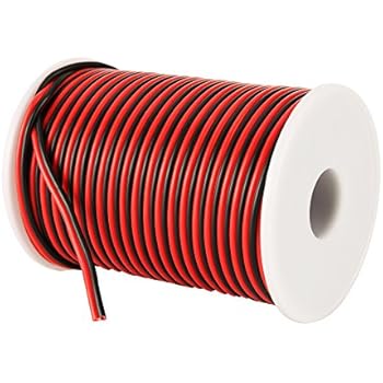 C-able 100FT 18 AWG Gauge Electrical Wire Hookup Red Black Copper Stranded Auto 2 Wire Low Voltage 12v DC Wire for Single Color LED Strip Extension Cable Cord Spool