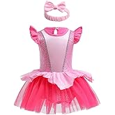 IBAKOM Baby Girl Princess Dress Up Clothes Romper+Headband Summer Outfits Halloween Christmas Birthday Party Dress