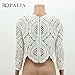 Soly Tech ROPALIA Sexy Women Lace Hollow Crop Tops Long Sleeve Blouse Shirts Zipper