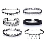 Aniywn 6PC Black Elastic Velvet Tattoo Lace Choker