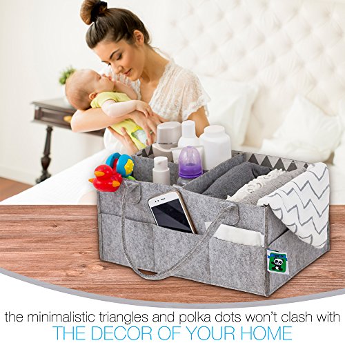 image for Premium Diaper Caddy Organizer Set of 2 – Nursery Basket with Handle