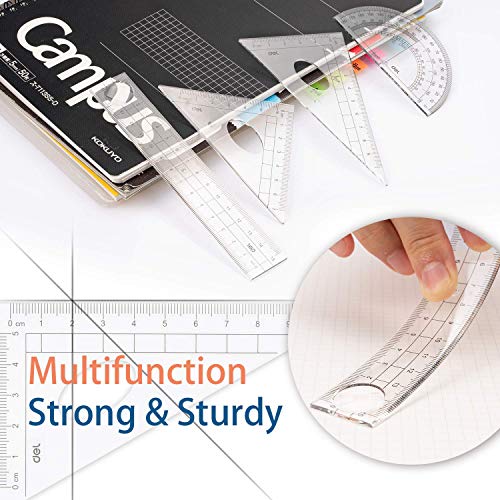 Compass Set, Muscccm Compass for Geometry Math Geometry Kit 8 Pieces - Student Supplies Drawing Compass, Protractor, Rulers, Pencil Lead Refills, Pencil, Eraser for Students and Engineering Drawing
