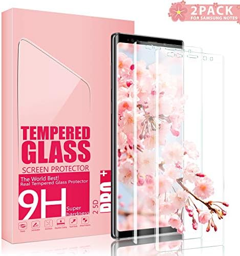 Youer Galaxy Note 9 Screen Protector, [2Pack] For Samsung Galaxy Note 9 Premium Tempered Glass, Bubble Free, Force Resistant Up to 11 Pounds Full Coverage Note 9 Screen Protector Film - Transparent