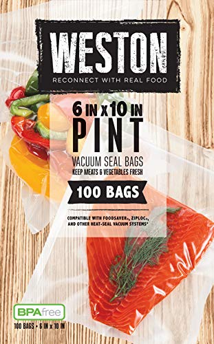 Weston 6" x 10" Pint Vacuum Sealer Bags For Meal Prep & Sous Vide