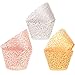150 Pieces 3 Colors Cupcake Wrappers Filigree Vine Cupcake Wraps Lace Cupcake Liners for Wedding Birthday Baby Shower Parties Decoration (Gold, White and Pink)
