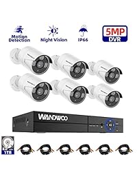 Home Security Camera System, Wandwoo 8CH 5MP DVR Surveillance Camera System(1TB Hard Drive), 6PCS 1080P Indoor&Outdoor Home Security Camera,   APP for Smartphone Remote Monitoring