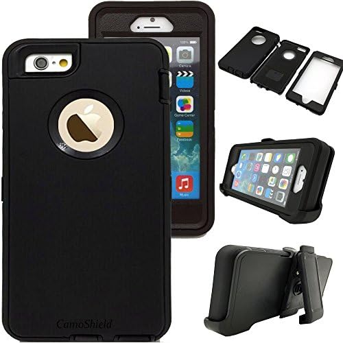 iphone 6s Plus Case,CamoShield®Heavy Duty Shock-Absorption High Impact Resistant Armor Holster Defender Full Body Protective Cover w/ Screen Protector Belt Swivel Clip for iPhone 6S Plus/6 Plus (B/B)