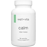 Well+vita Calm Supplement for Relaxation,Sleep & Daytime Zen with Magnesium Glycinate and Taurate, L-Theanine, Passion Flower, Lemon Balm, Taurine (90 Veggie Capsules)