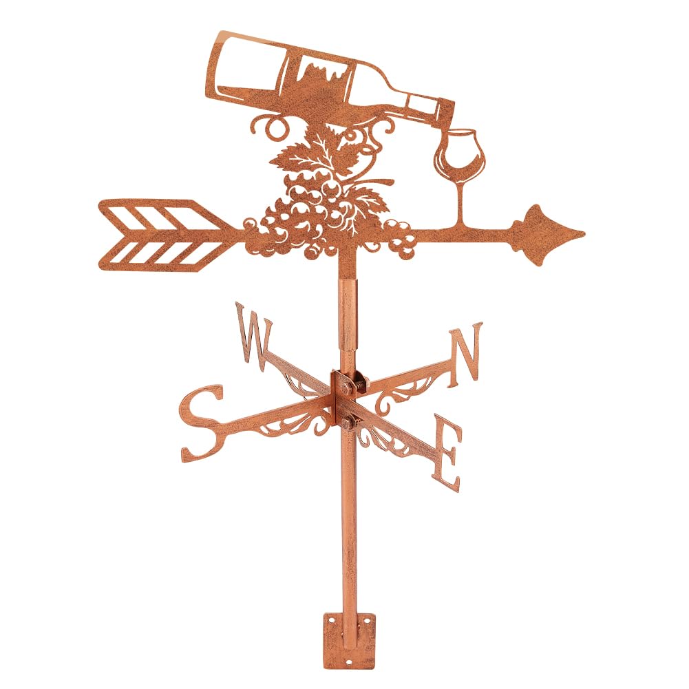 SUPERDANT Grape Weather Vane for Roof Mount Wine Bottle Metal Weathervane Wind Vanes for Outside Roof Decor Black Wind Decorative Signs for Farmhouse Yard Farm Barn Sheds Garden Patio Red Copper