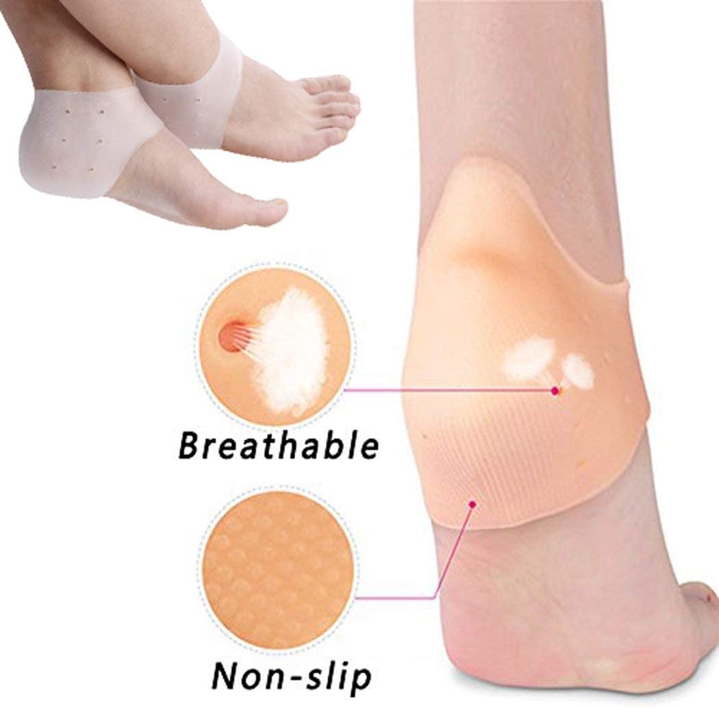 4 Pairs Silicone Heel Cups, Plantar Fasciitis Inserts, Breathable Heel Socks Protectors for Dry Cracked Heel and Reduce Pains of Plantar Fasciitis for Men and Women: Health & Personal Care