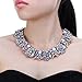 Jerollin Vintage Gold Tone Chain Multi-Color Glass Crystal Charm Choker Statement Collar Necklace