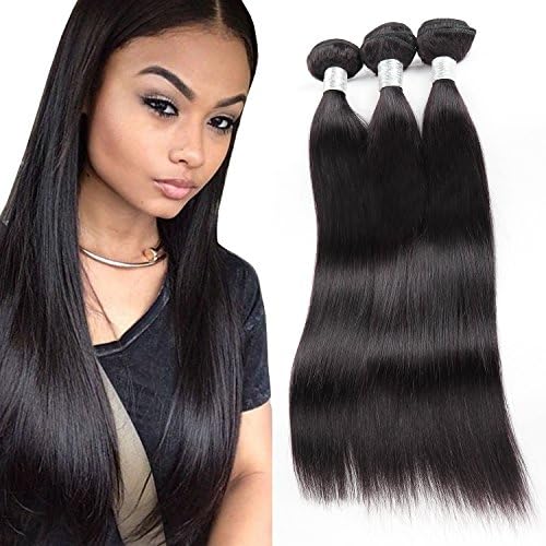 Puddinghair Straight Unprocessed Brazilian Hair 12"14"16" Virgin Human Hair Natural Black Color 100% Unprocessed Brazilian Human Hair Bundles