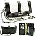 ZZYBIA® Black and White Crossbody/Wristlet Clutch 2 way Coin Zip Mobile Case Wallet Card Holder with Detechable Long Chain For most smartphones up to 6.5